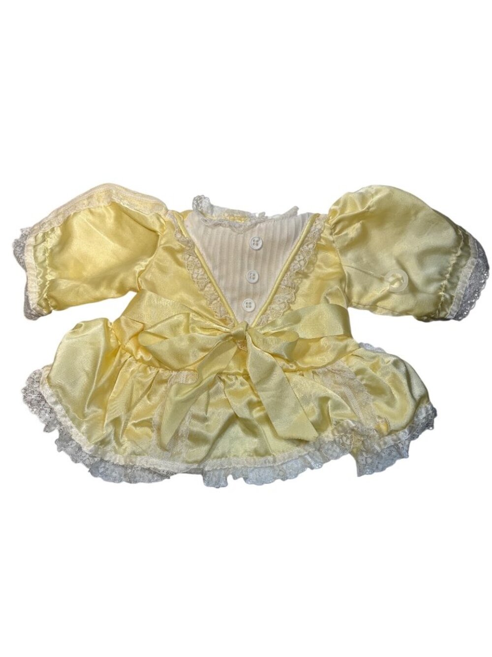 Cabbage Patch Coleco Dress Yellow With Lace Trim & Ribbon Bow Buttons